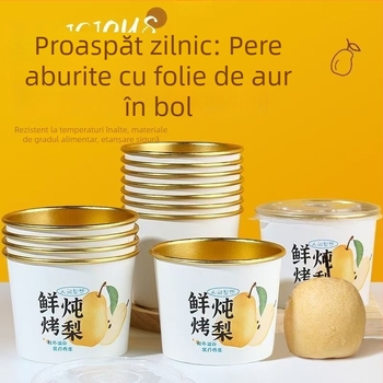 Cupa de hârtie pentru supă de pere, rotundă, biodegradabilă, necompatibilă cu cuptorul cu microunde