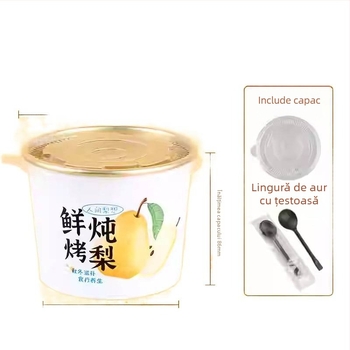 Cupa de hârtie pentru supă de pere, rotundă, biodegradabilă, necompatibilă cu cuptorul cu microunde