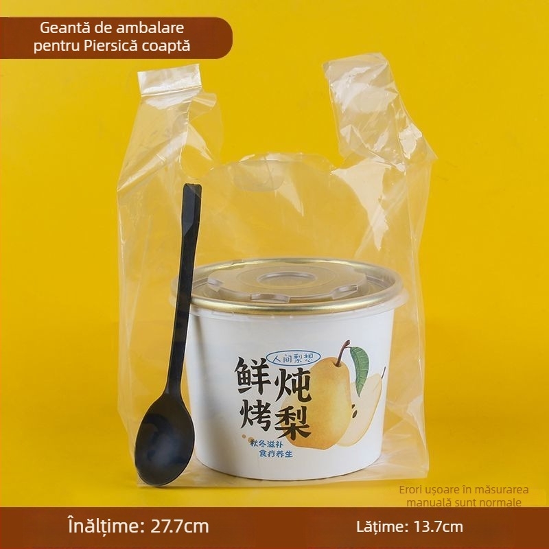 Cupa de hârtie pentru supă de pere, rotundă, biodegradabilă, necompatibilă cu cuptorul cu microunde