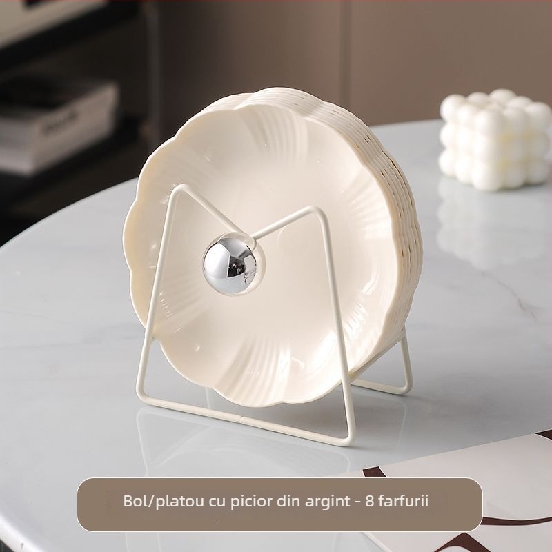 Vas din plastic rotund pentru oase și resturi, suprafață desenată manual, stil simplu, imprimare logo disponibil