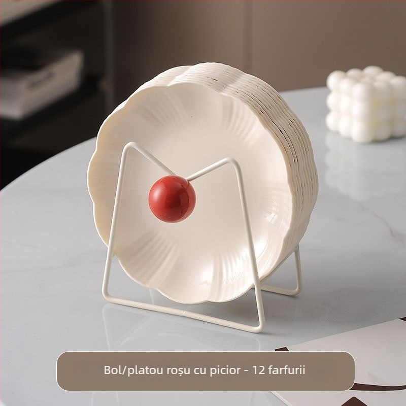Vas din plastic rotund pentru oase și resturi, suprafață desenată manual, stil simplu, imprimare logo disponibil
