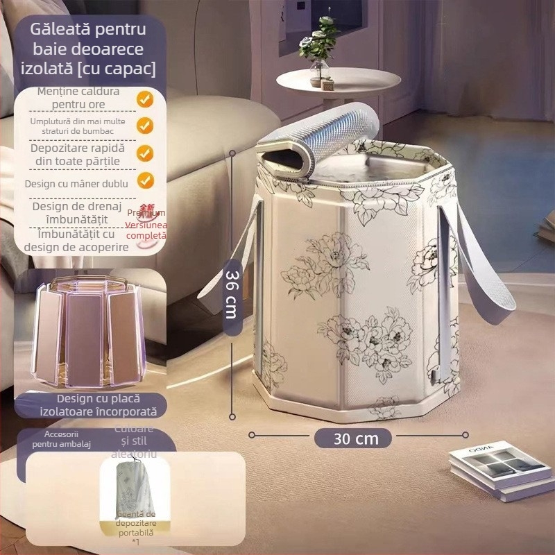 Cadă de baie pentru picioare pliabilă cu suport pentru genunchi, cadă cu aburi portabilă pentru picioare (pânză Oxford; pentru înmuierea picioarelor; adulți; pliabilă)