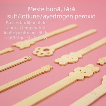 Bețișoare de înghețată din bambus, de unică folosință, cu design animat, pentru copii, pregătite pentru logo, furculiță de fructe, stil proaspăt și drăguț