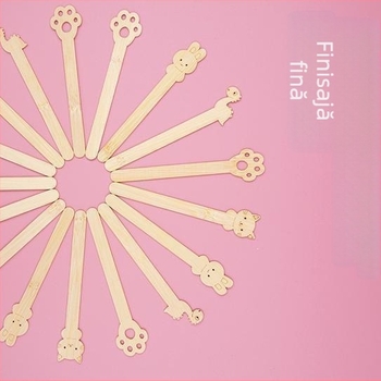 Bețișoare de înghețată din bambus, de unică folosință, cu design animat, pentru copii, pregătite pentru logo, furculiță de fructe, stil proaspăt și drăguț