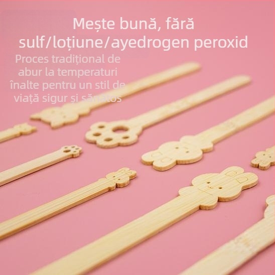 Bețișoare de înghețată din bambus, de unică folosință, cu design animat, pentru copii, pregătite pentru logo, furculiță de fructe, stil proaspăt și drăguț