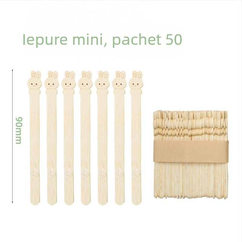 Bețișoare de înghețată din bambus, de unică folosință, cu design animat, pentru copii, pregătite pentru logo, furculiță de fructe, stil proaspăt și drăguț