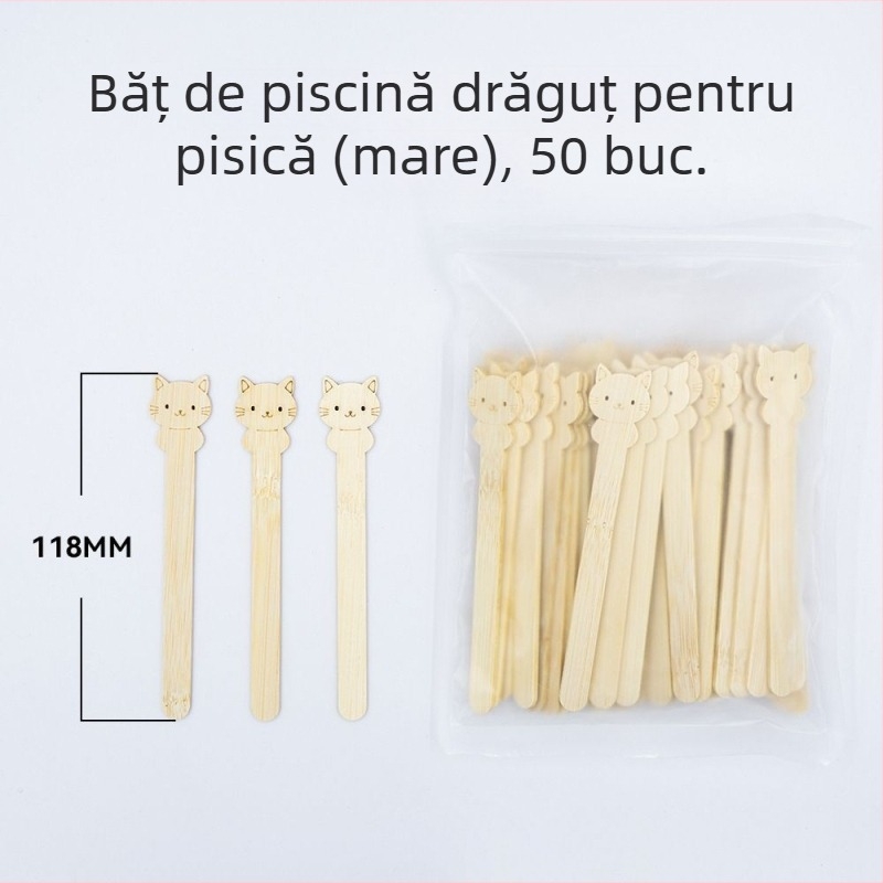 Bețișoare de înghețată din bambus, de unică folosință, cu design animat, pentru copii, pregătite pentru logo, furculiță de fructe, stil proaspăt și drăguț