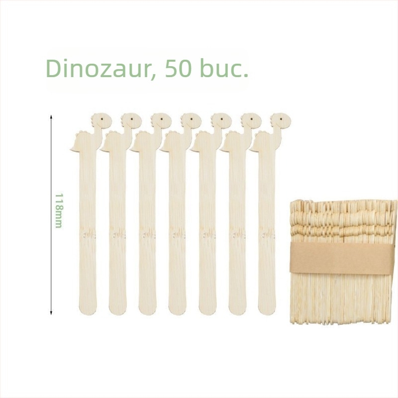 Bețișoare de înghețată din bambus, de unică folosință, cu design animat, pentru copii, pregătite pentru logo, furculiță de fructe, stil proaspăt și drăguț