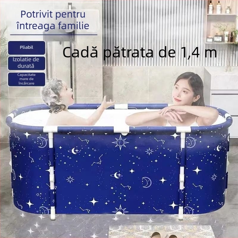 Cadă de baie pătrată pliabilă din PVC pentru adulți