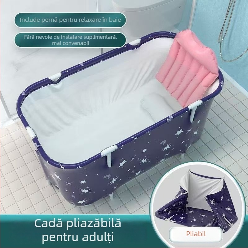 Cadă de baie pătrată pliabilă din PVC pentru adulți