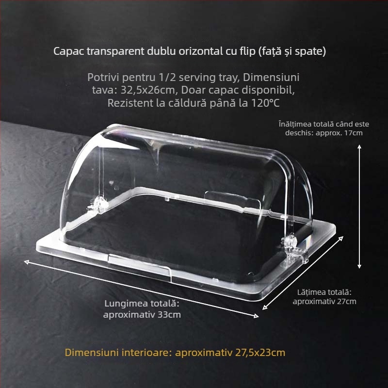 Capace transparente dreptunghiulare pentru tăvi de copt — set de capace, rezistente la temperaturi înalte, anti-praf, conservarea prospeții