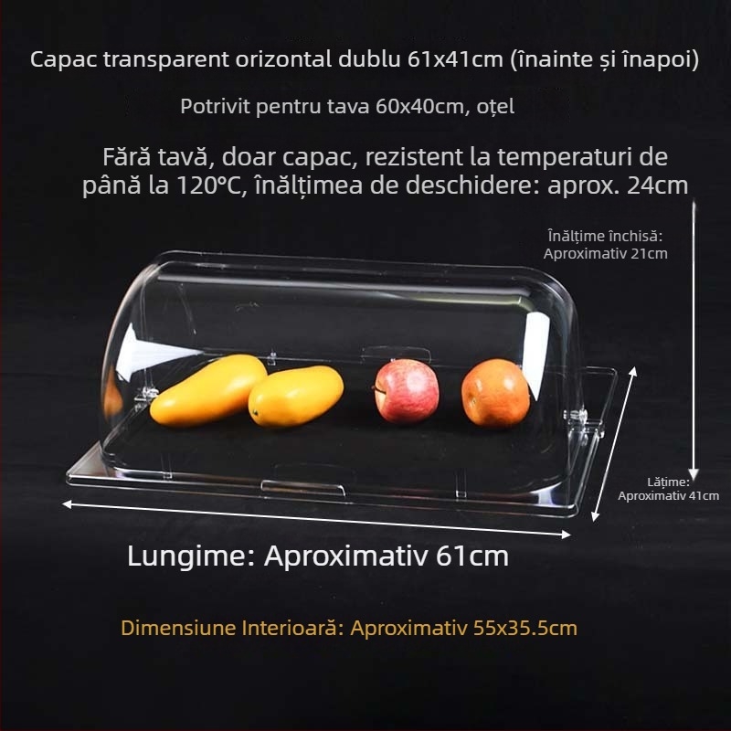 Capace transparente dreptunghiulare pentru tăvi de copt — set de capace, rezistente la temperaturi înalte, anti-praf, conservarea prospeții