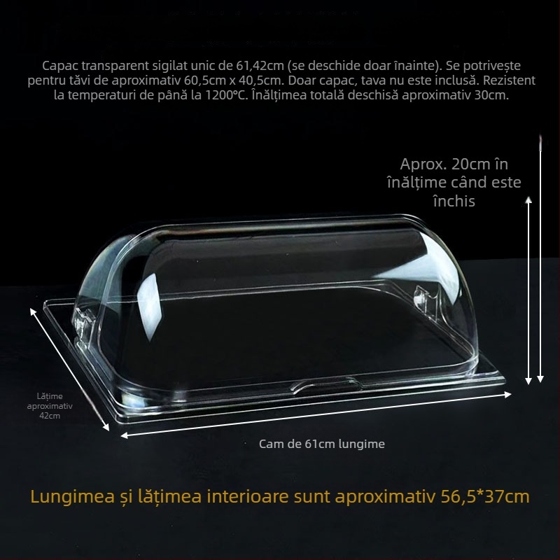 Capace transparente dreptunghiulare pentru tăvi de copt — set de capace, rezistente la temperaturi înalte, anti-praf, conservarea prospeții