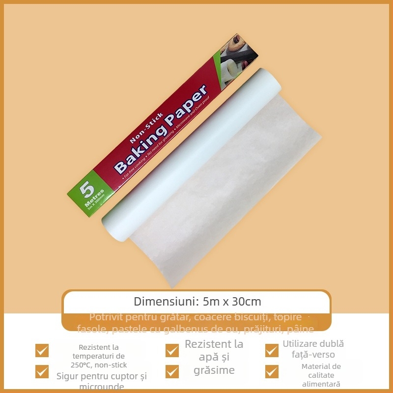 Jin Jieshi hârtie de copt din pulpă de lemn, 40 g/m², acoperire dublă cu ulei siliconic vegetal