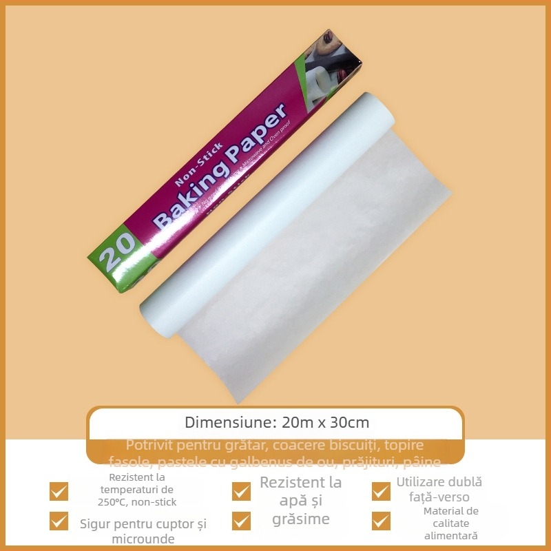 Jin Jieshi hârtie de copt din pulpă de lemn, 40 g/m², acoperire dublă cu ulei siliconic vegetal