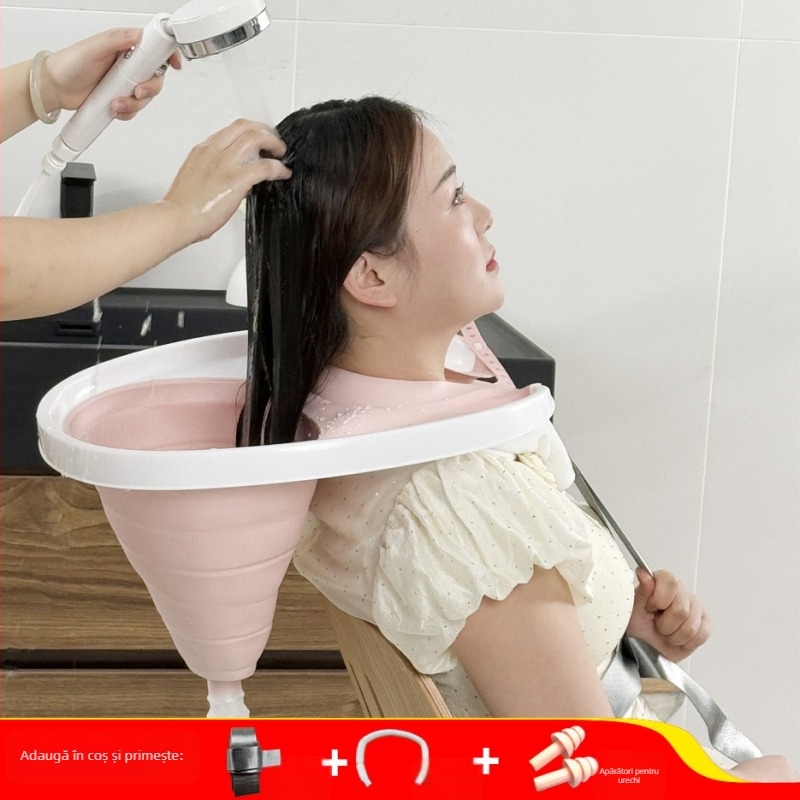 Vas pliabil de spălat păr din plastic pentru baie, destinat adulților