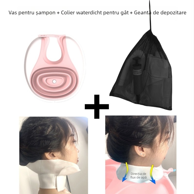 Vas pliabil de spălat păr din plastic pentru baie, destinat adulților