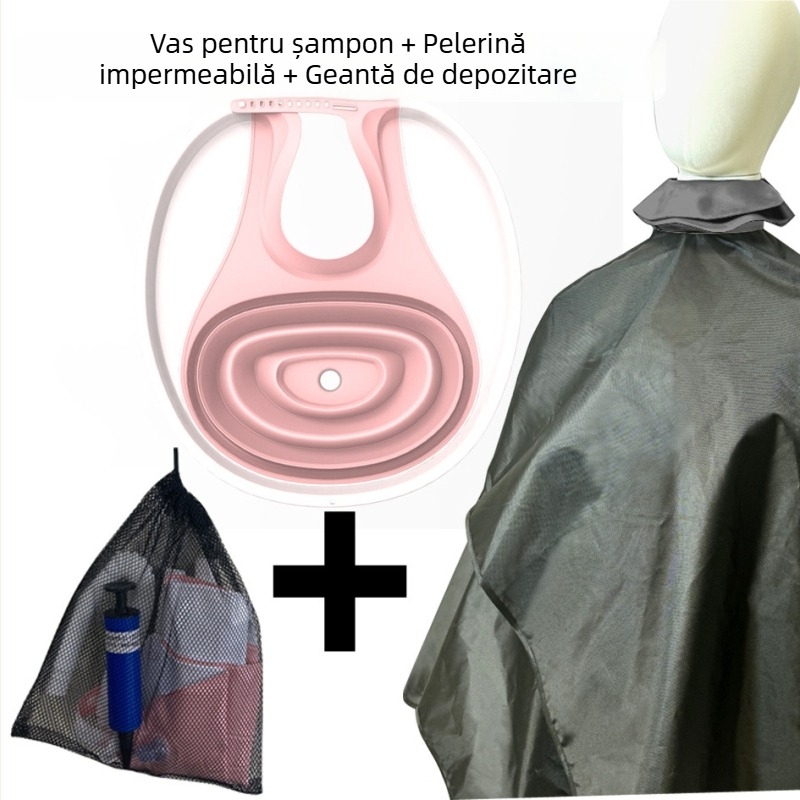 Vas pliabil de spălat păr din plastic pentru baie, destinat adulților