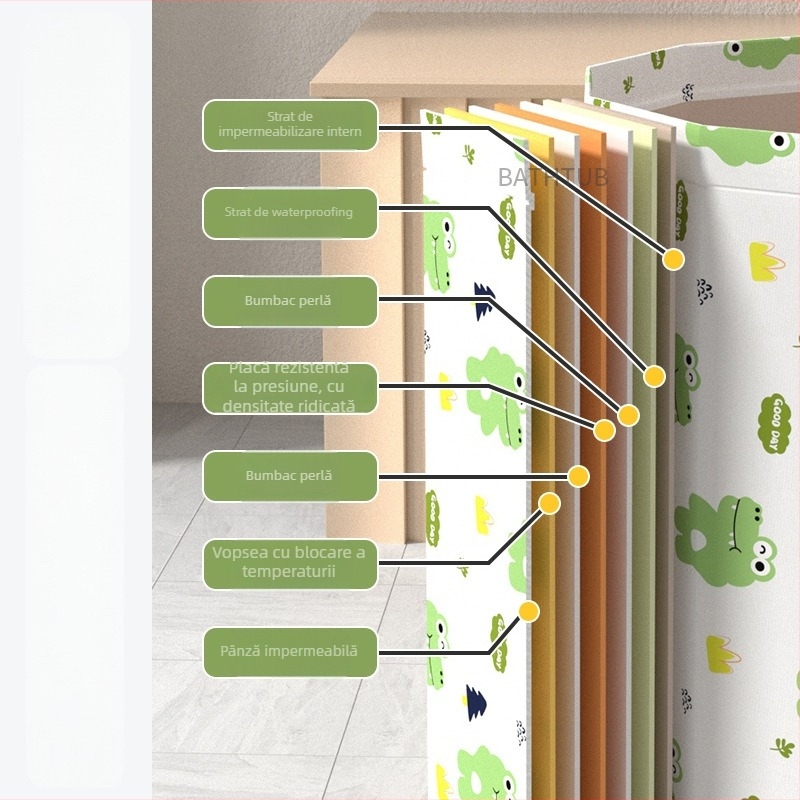 Găleată de baie pliabilă pentru adulți, utilizare casnică, baie pentru întregul corp