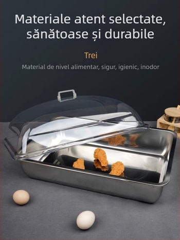 Capac transparent din sticlă, anti-praf, pentru afișaj dreptunghiular de pâine și delicatese – utilizare casnică, stil simplu, licență Guangdongxk16-204-01508