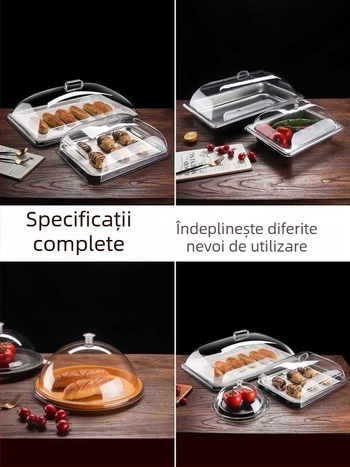 Capac transparent din sticlă, anti-praf, pentru afișaj dreptunghiular de pâine și delicatese – utilizare casnică, stil simplu, licență Guangdongxk16-204-01508