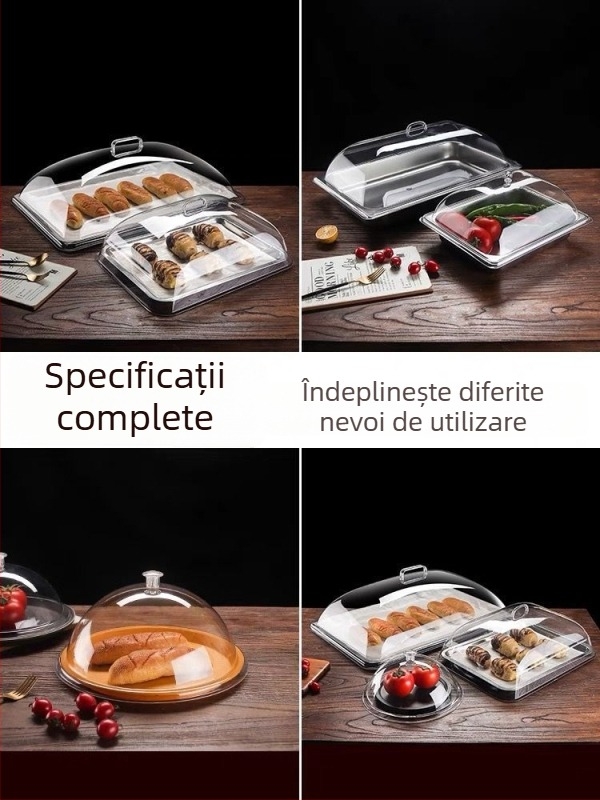 Capac transparent din sticlă, anti-praf, pentru afișaj dreptunghiular de pâine și delicatese – utilizare casnică, stil simplu, licență Guangdongxk16-204-01508