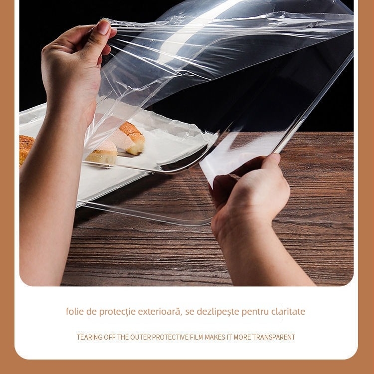 Capac transparent din sticlă, anti-praf, pentru afișaj dreptunghiular de pâine și delicatese – utilizare casnică, stil simplu, licență Guangdongxk16-204-01508