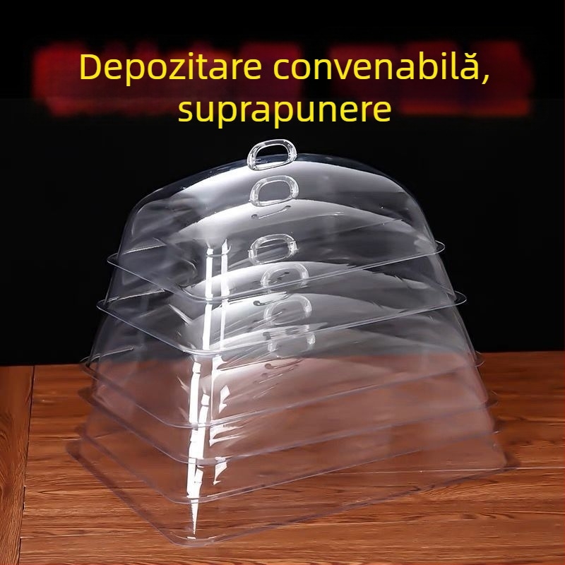 Capac transparent din sticlă, anti-praf, pentru afișaj dreptunghiular de pâine și delicatese – utilizare casnică, stil simplu, licență Guangdongxk16-204-01508
