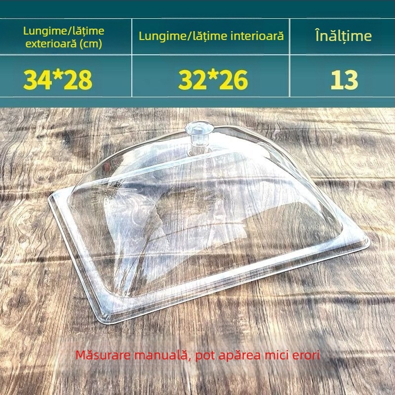 Capac transparent din sticlă, anti-praf, pentru afișaj dreptunghiular de pâine și delicatese – utilizare casnică, stil simplu, licență Guangdongxk16-204-01508