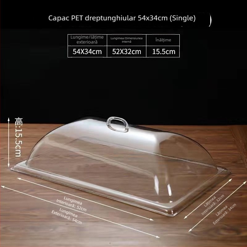 Capac transparent din sticlă, anti-praf, pentru afișaj dreptunghiular de pâine și delicatese – utilizare casnică, stil simplu, licență Guangdongxk16-204-01508