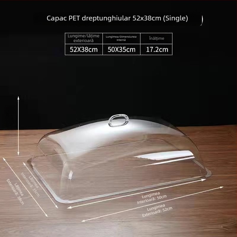 Capac transparent din sticlă, anti-praf, pentru afișaj dreptunghiular de pâine și delicatese – utilizare casnică, stil simplu, licență Guangdongxk16-204-01508