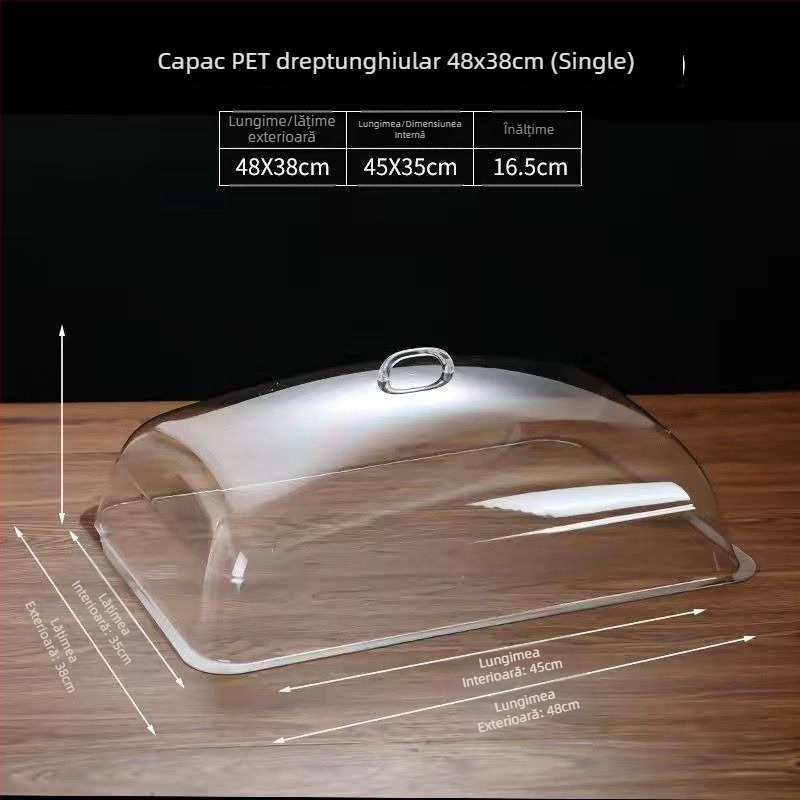 Capac transparent din sticlă, anti-praf, pentru afișaj dreptunghiular de pâine și delicatese – utilizare casnică, stil simplu, licență Guangdongxk16-204-01508