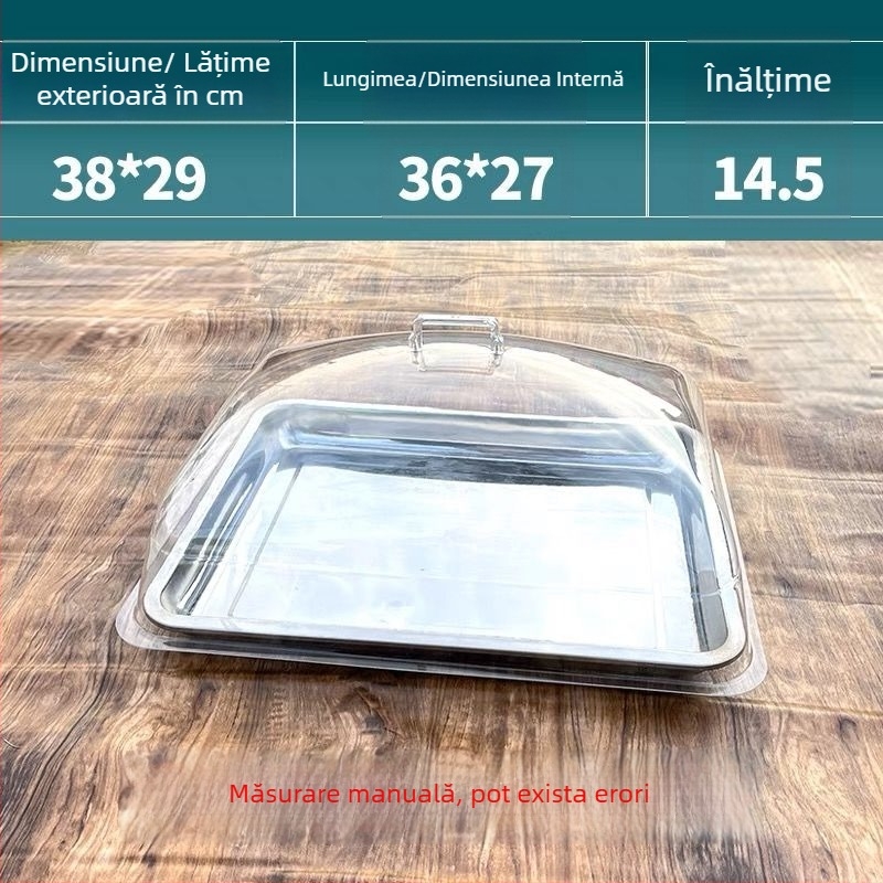 Capac transparent din sticlă, anti-praf, pentru afișaj dreptunghiular de pâine și delicatese – utilizare casnică, stil simplu, licență Guangdongxk16-204-01508