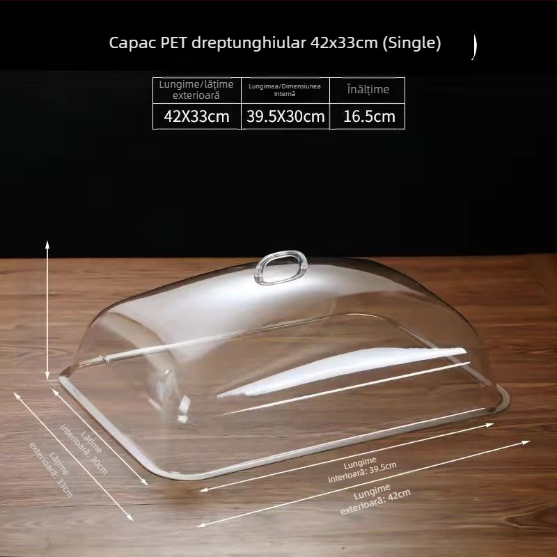 Capac transparent din sticlă, anti-praf, pentru afișaj dreptunghiular de pâine și delicatese – utilizare casnică, stil simplu, licență Guangdongxk16-204-01508