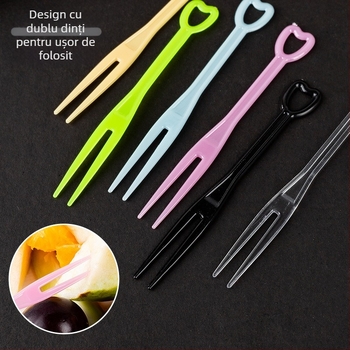 Furculiță de fructe de unică folosință, din PS, în formă de inimă, ambalare individuală, 500 de bucăți pe ambalaj, Shake box