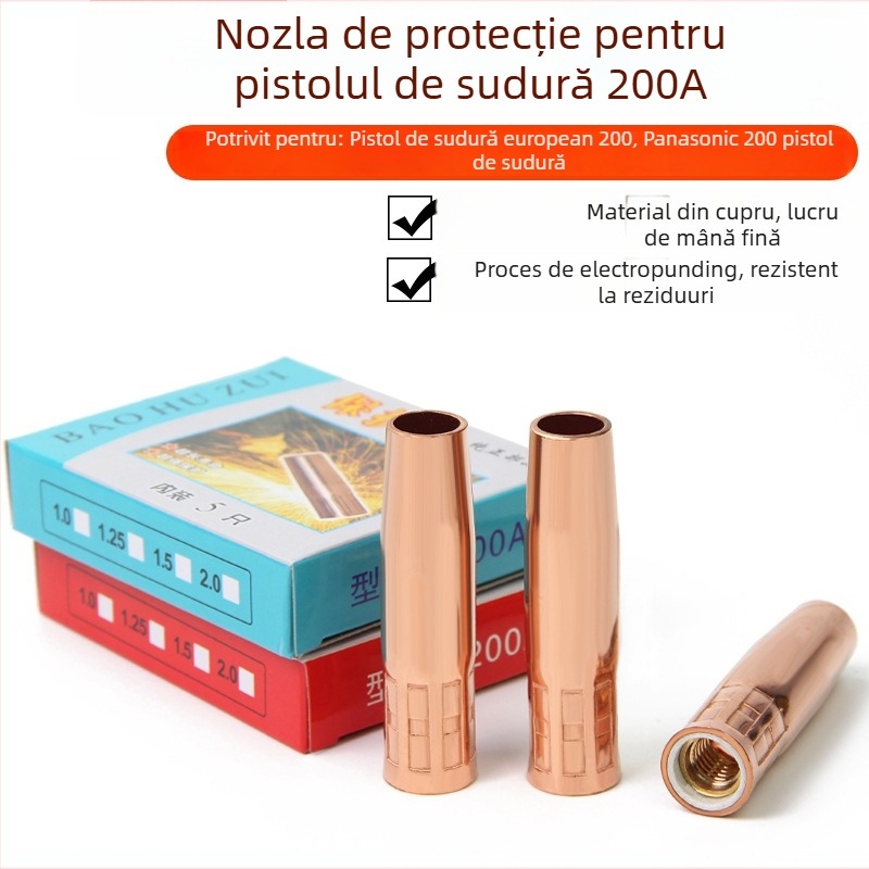 Duză de protecție pentru sudură cu inel din cupru îngroșat, 200A, protecție CO2, pentru sudură metalică