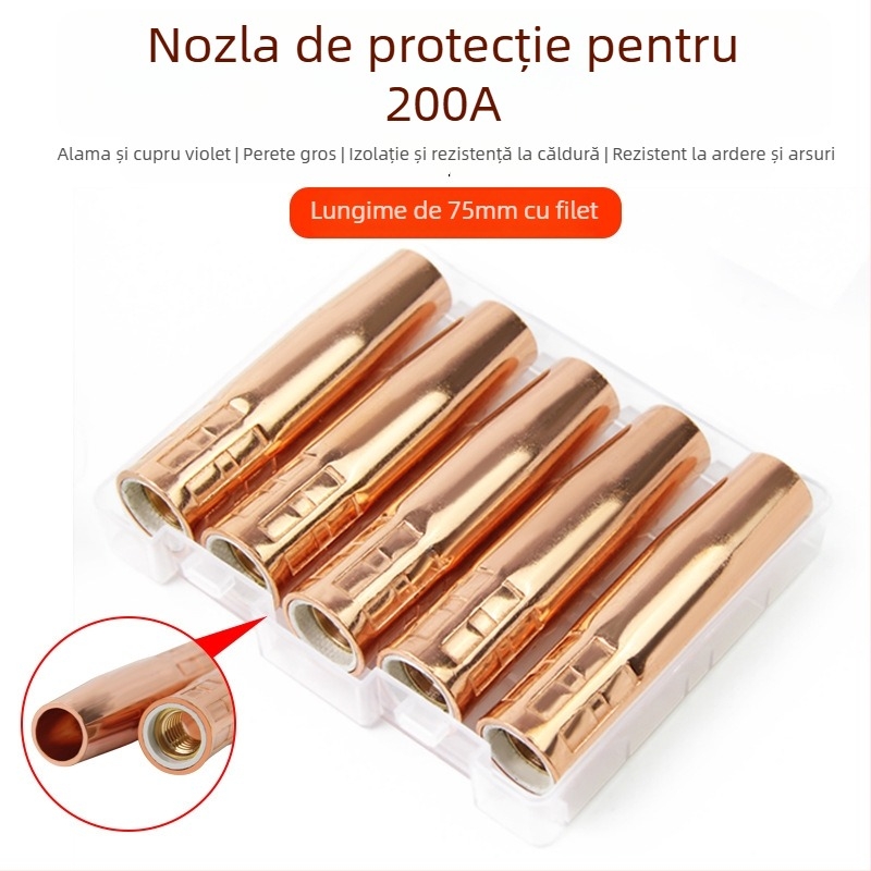 Duză de protecție pentru sudură cu inel din cupru îngroșat, 200A, protecție CO2, pentru sudură metalică