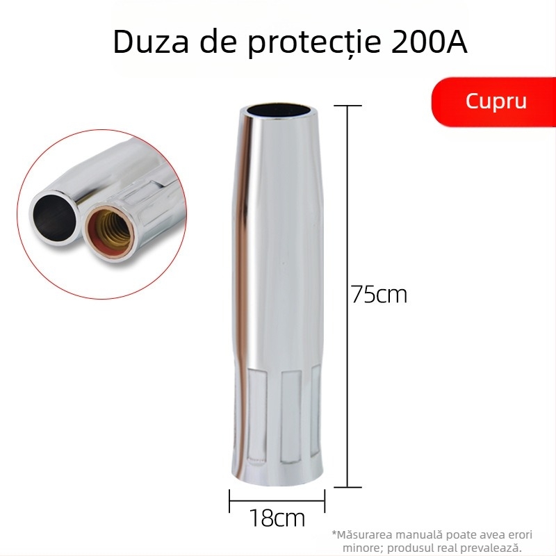 Duză de protecție pentru sudură cu inel din cupru îngroșat, 200A, protecție CO2, pentru sudură metalică
