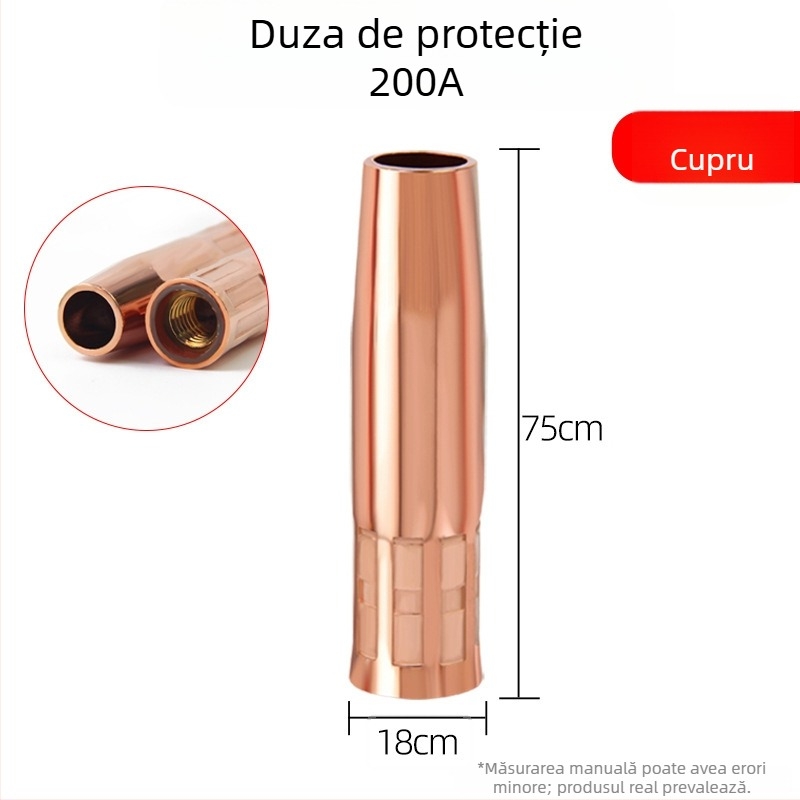 Duză de protecție pentru sudură cu inel din cupru îngroșat, 200A, protecție CO2, pentru sudură metalică