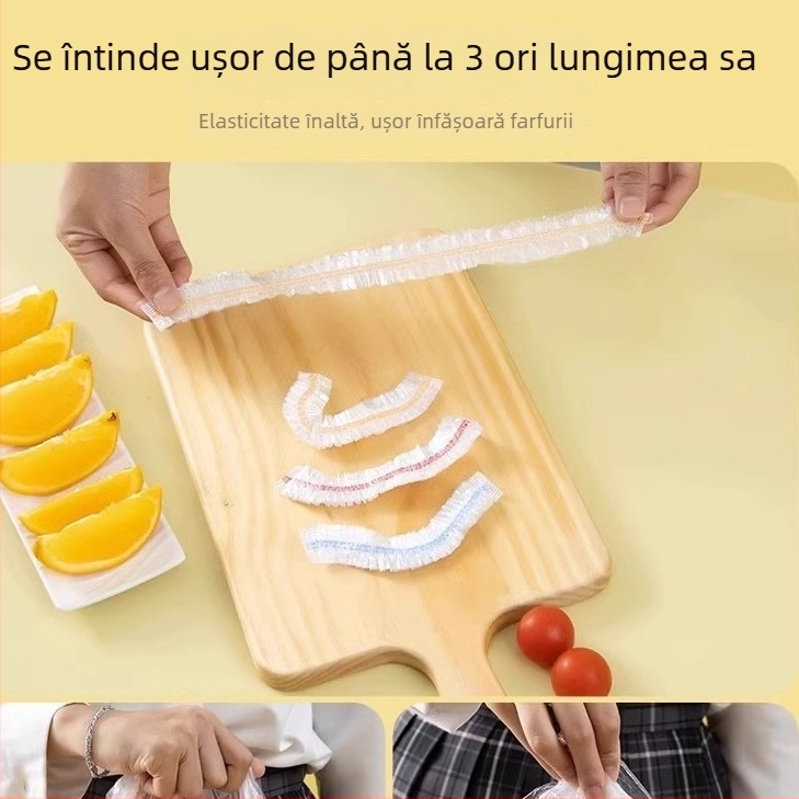 Set de folie de conservare alimentară, de unică folosință, pentru boluri, farfurii și capace; rezistent la temperaturi -60°C până la 100°C; ambalaj simplu; marcă Pengyi; 1 bucată; uz casnic.