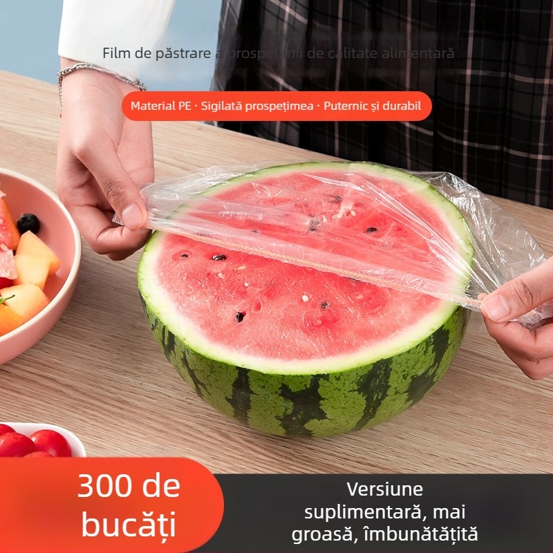 Set de folie de conservare alimentară, de unică folosință, pentru boluri, farfurii și capace; rezistent la temperaturi -60°C până la 100°C; ambalaj simplu; marcă Pengyi; 1 bucată; uz casnic.