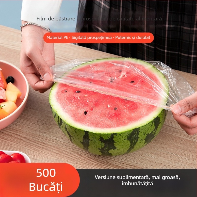 Set de folie de conservare alimentară, de unică folosință, pentru boluri, farfurii și capace; rezistent la temperaturi -60°C până la 100°C; ambalaj simplu; marcă Pengyi; 1 bucată; uz casnic.