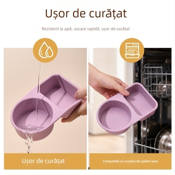 Cutie pentru prânz cu două compartimente, din silicon, compatibilă cu microundele, rezistentă la congelare, pentru copii