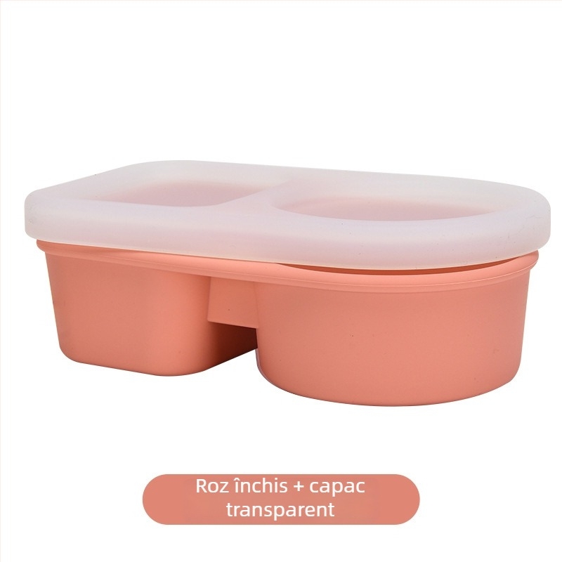 Cutie pentru prânz cu două compartimente, din silicon, compatibilă cu microundele, rezistentă la congelare, pentru copii