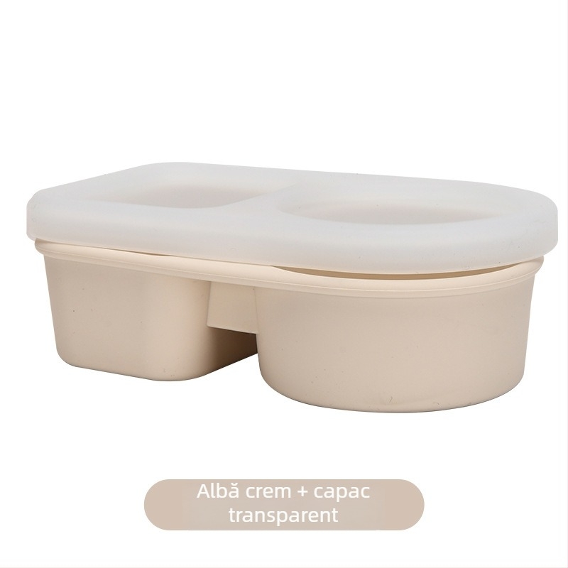 Cutie pentru prânz cu două compartimente, din silicon, compatibilă cu microundele, rezistentă la congelare, pentru copii