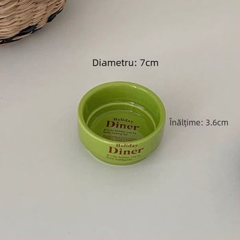 Set ceramic pentru condimente, dulceață și unt – rotund, stil lux retro ușor, finisaj glazură color, potrivit pentru cuptorul cu microunde