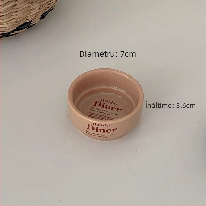 Set ceramic pentru condimente, dulceață și unt – rotund, stil lux retro ușor, finisaj glazură color, potrivit pentru cuptorul cu microunde