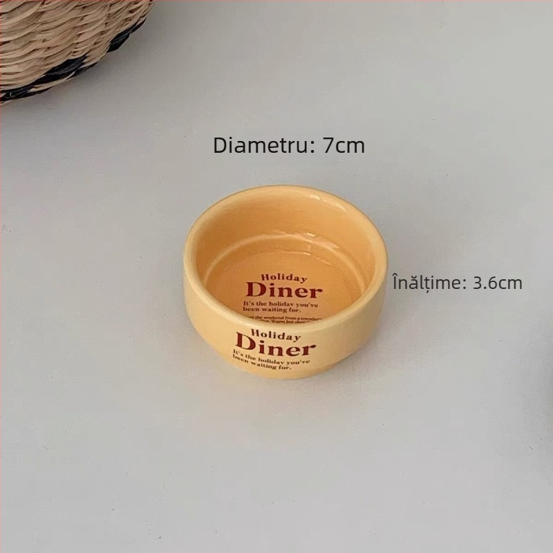 Set ceramic pentru condimente, dulceață și unt – rotund, stil lux retro ușor, finisaj glazură color, potrivit pentru cuptorul cu microunde