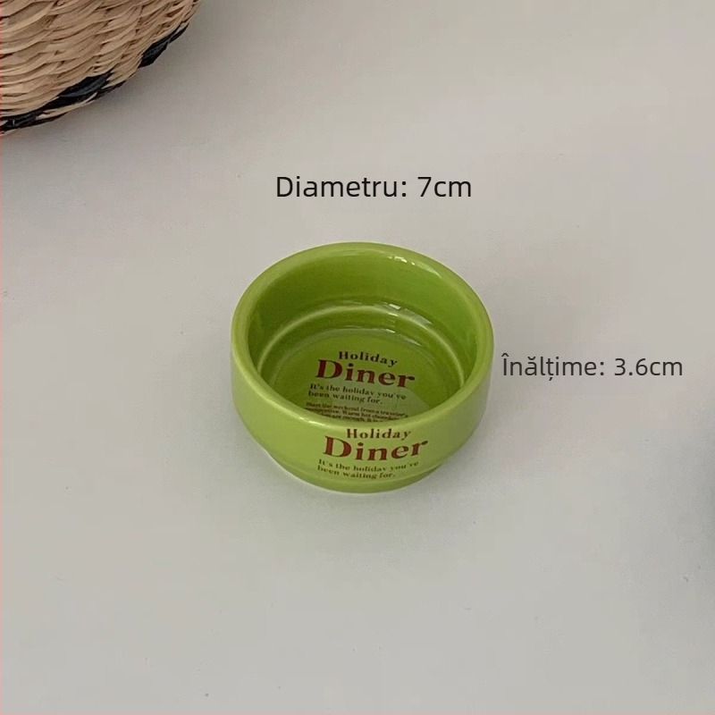 Set ceramic pentru condimente, dulceață și unt – rotund, stil lux retro ușor, finisaj glazură color, potrivit pentru cuptorul cu microunde