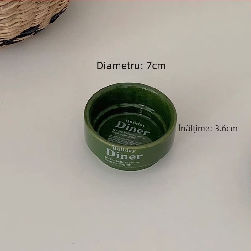 Set ceramic pentru condimente, dulceață și unt – rotund, stil lux retro ușor, finisaj glazură color, potrivit pentru cuptorul cu microunde